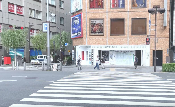 左に曲がり、道なりに直進します。